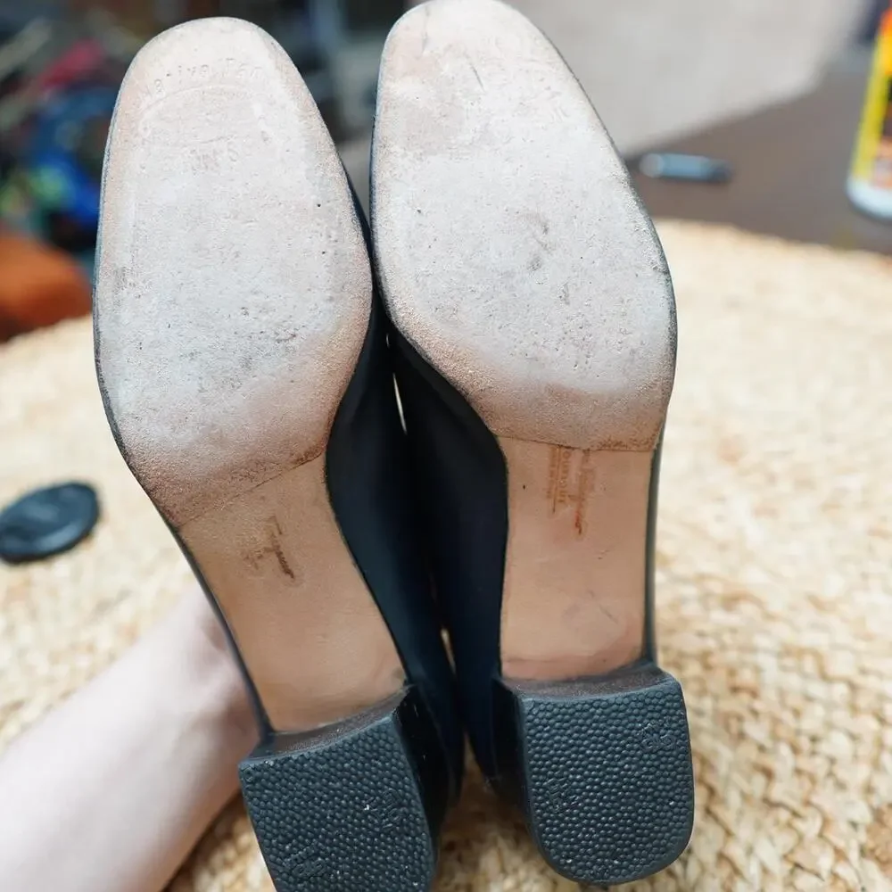 Ferragamo Boutique Leather Pumps Black 6.5 B - Picture 5 of 6